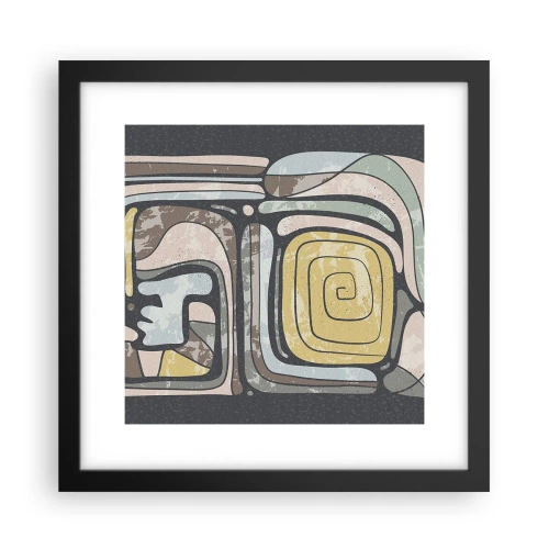 Plagát v čiernom ráme - Abstrakcia v predkolumbovskom duchu - 30x30 cm