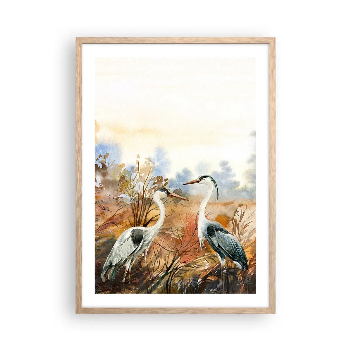 Plagát v ráme zo svetlého duba - Kam na jeseň? - 50x70 cm
