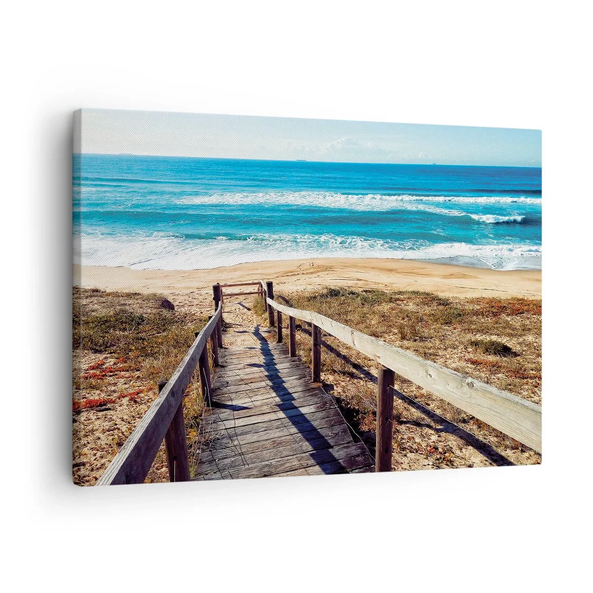 Obraz na plátne - Drevený chodník vedúci na pláž - 70x50cm - Bež! - Moderná nástenná dekorácia do obývacej izby a spálne ARTTOR