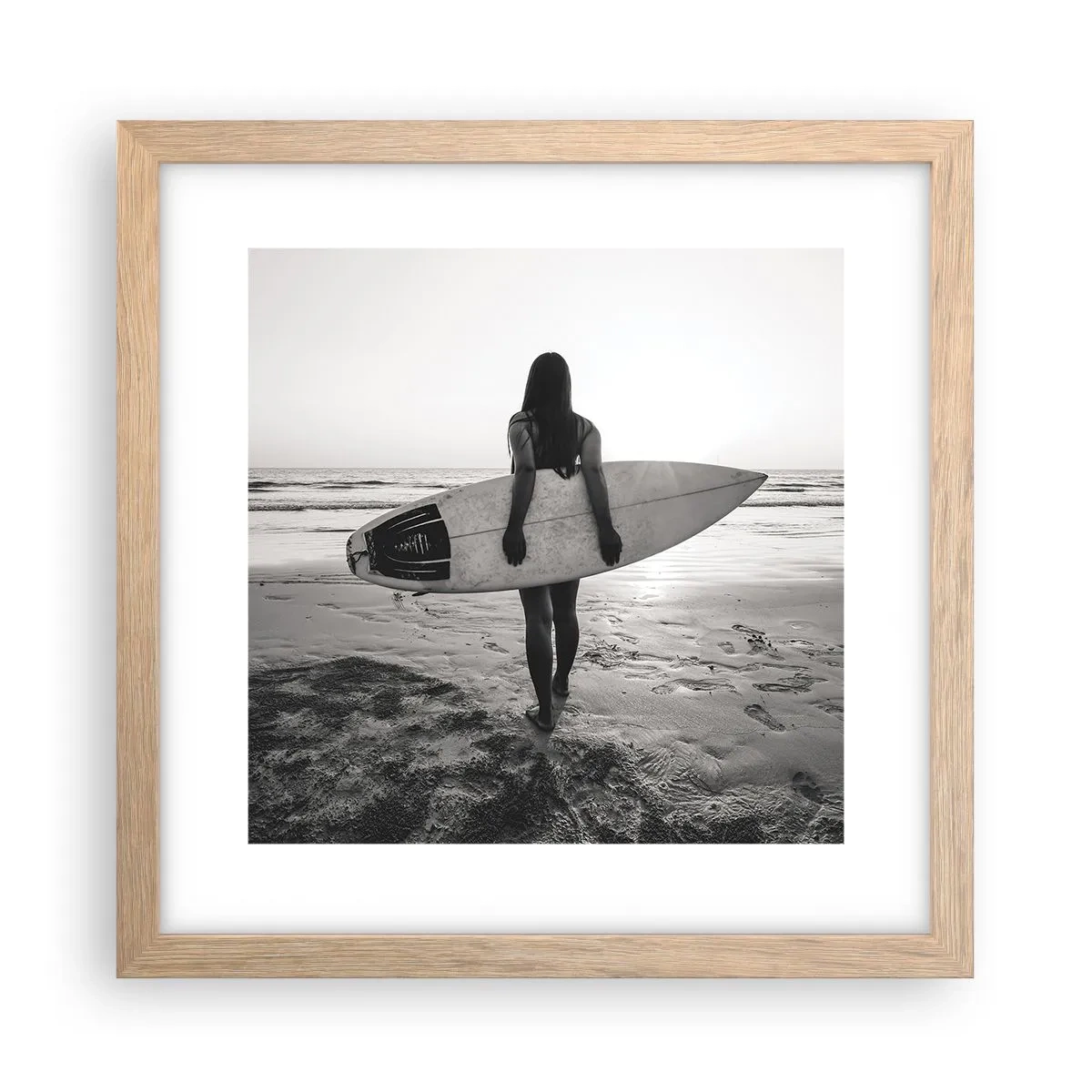 Plagát v ráme zo svetlého duba - Dcéra morskej vlny - 30x30 cm