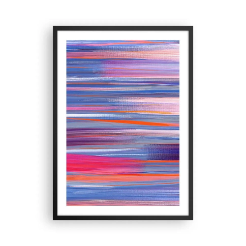 Plagát v čiernom ráme - Abstraktné horizontálne čiary v odtieňoch modrej a ružovej - 50x70cm - Naduhuvstúpenie - Moderná nástenná dekorácia do obývacej izby a spálne ARTTOR