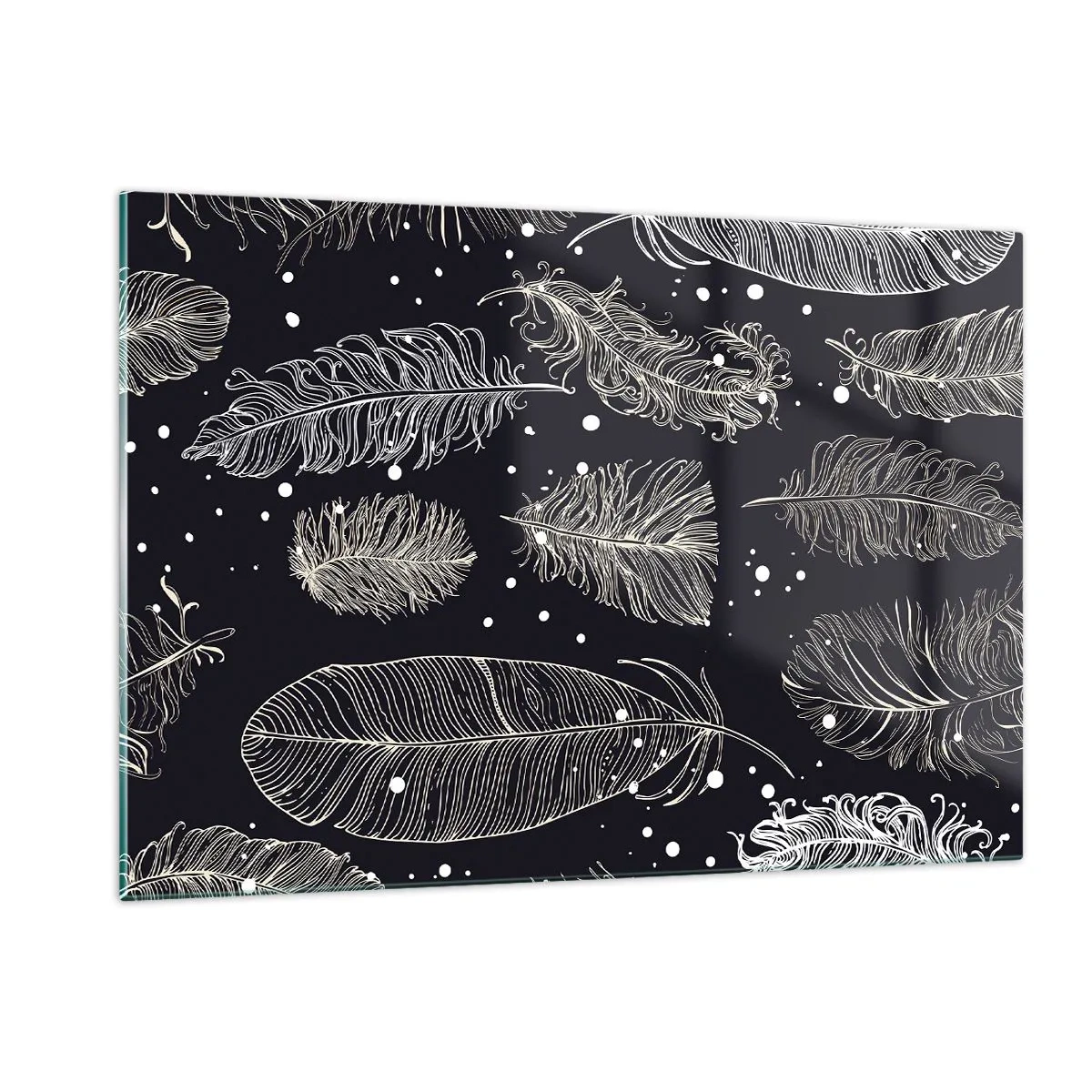 Obraz na skle - Čipka s perím - 120x80 cm