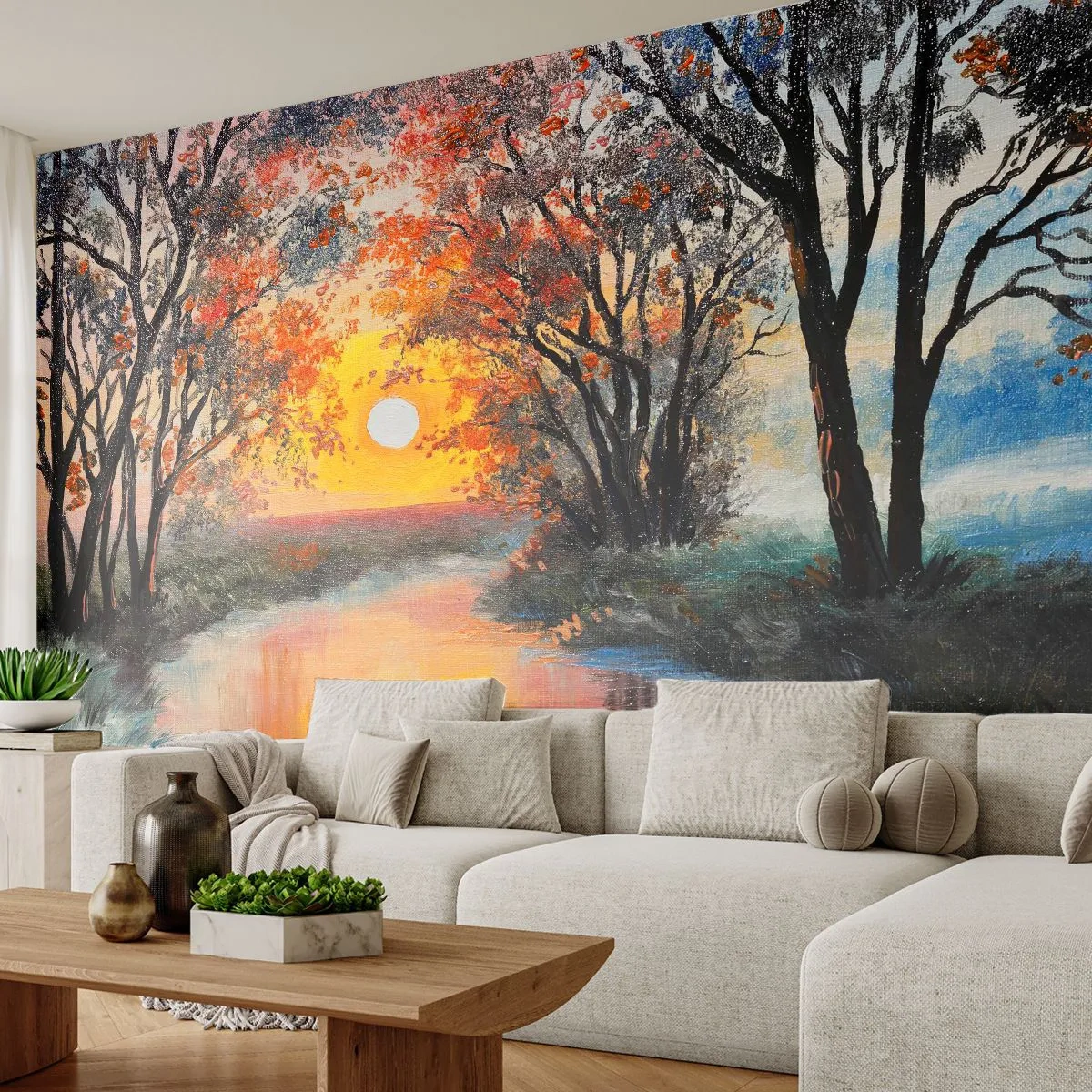Fototapeta Standard Eco - Jesenný nádych - Krajina, Rieka, Stromy - 400x280 cm