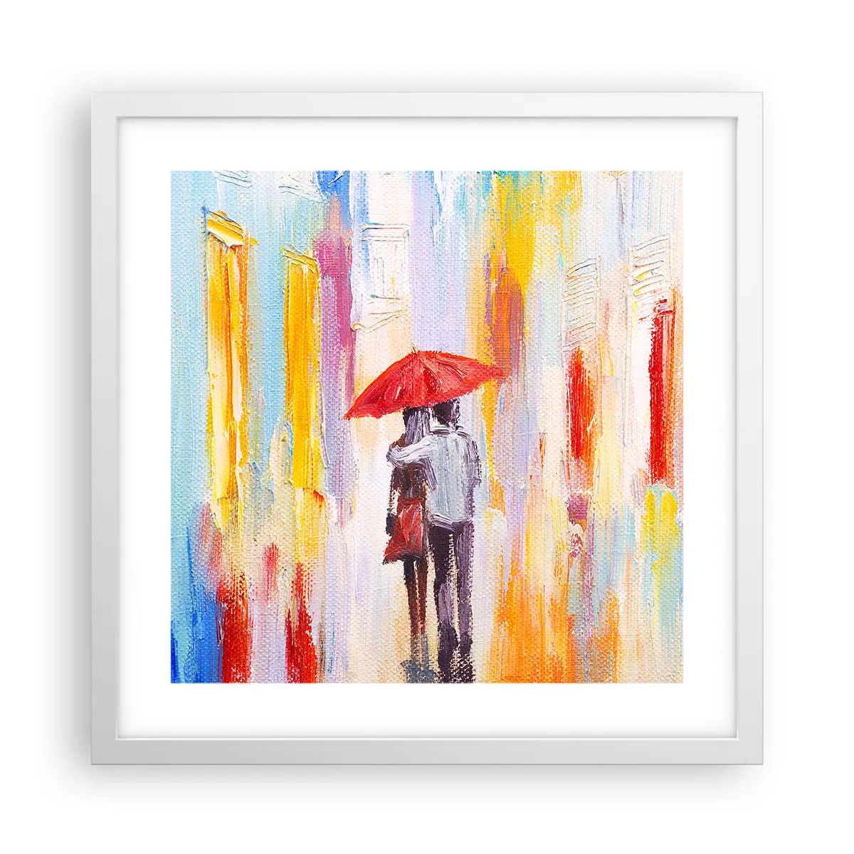 Plagát v bielom ráme - Nech prší ďalej - 40x40 cm