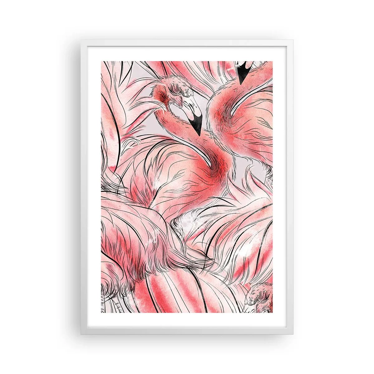 Plagát v bielom ráme - Vtáči corps de ballet - 50x70 cm