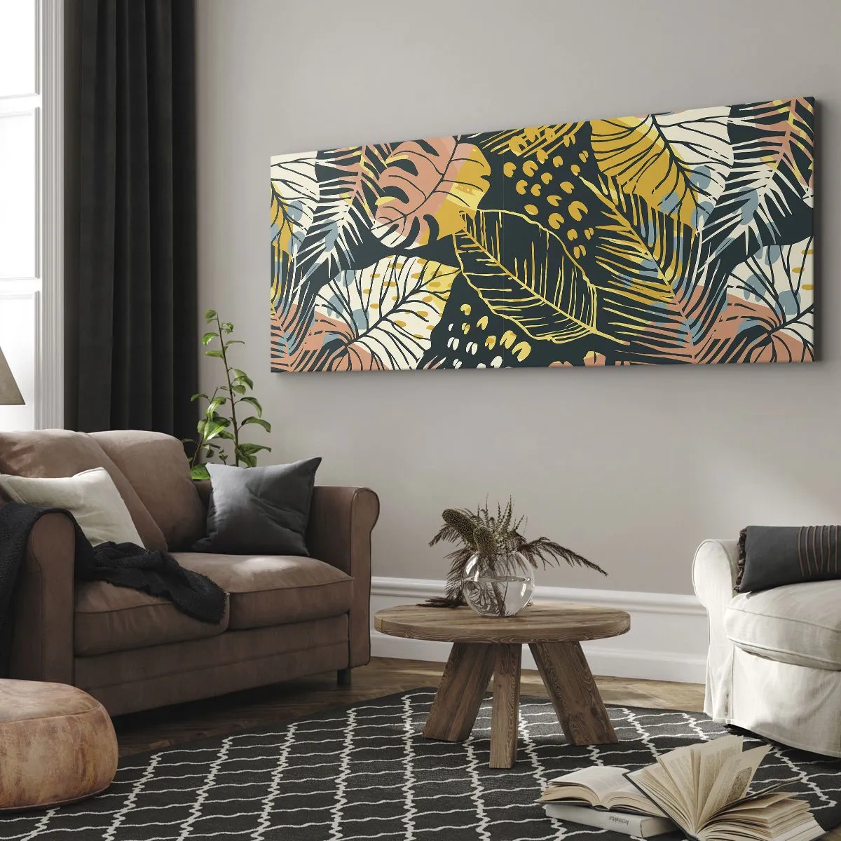 Obraz na plátne - Listová fantázia - 100x40 cm