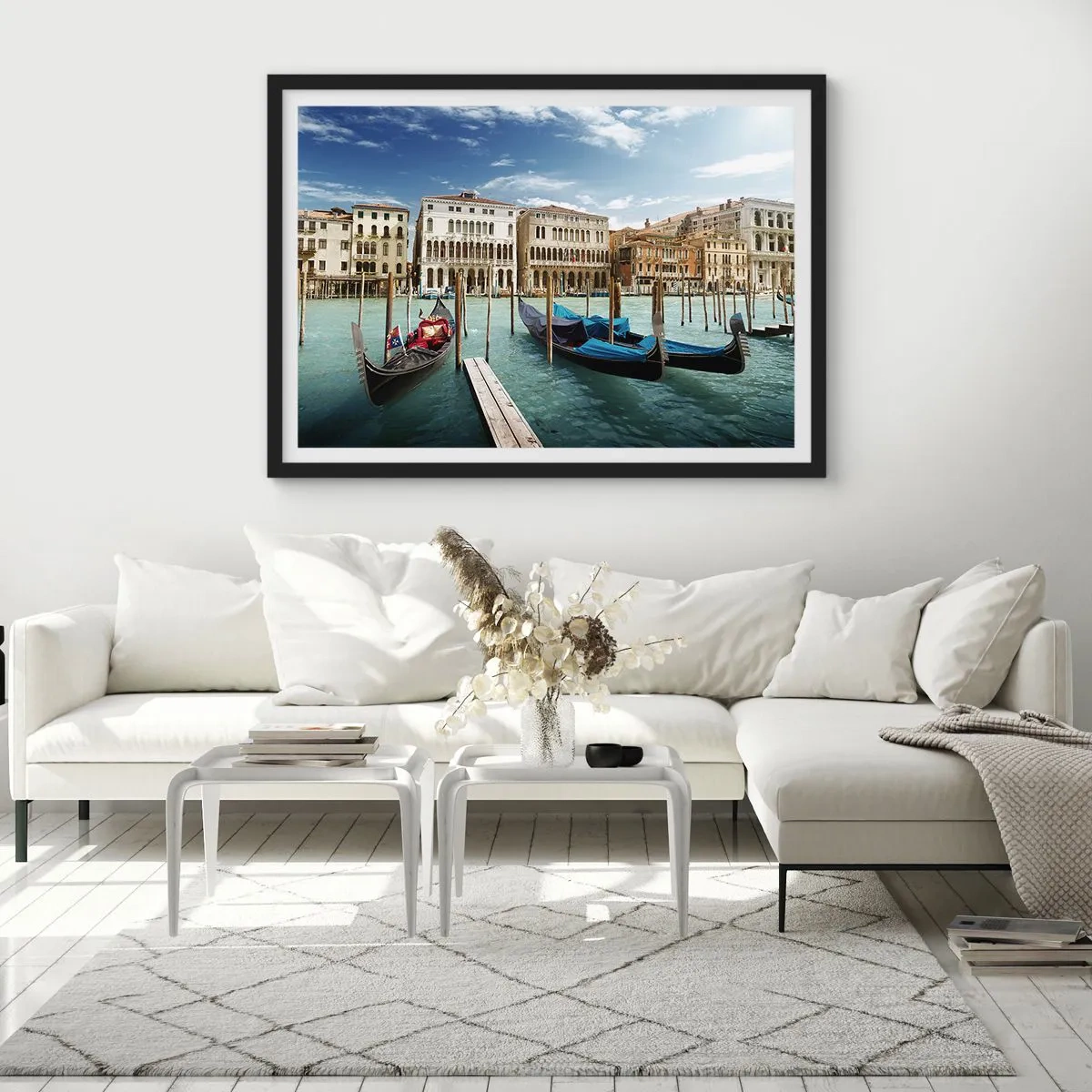 Plagát v čiernom ráme - Paláce v modrej - 70x50 cm