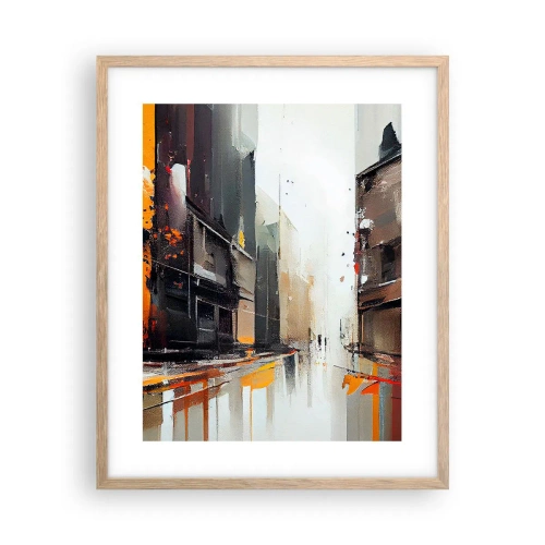 Plagát v ráme zo svetlého duba - Daždivý deň - 40x50 cm