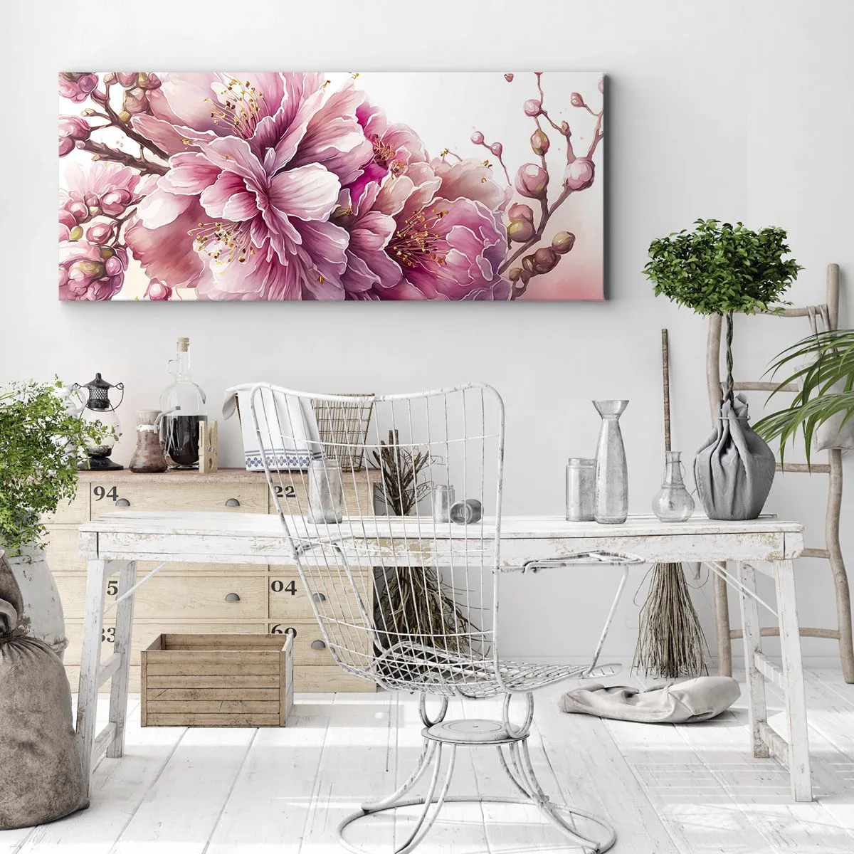 Obraz na plátne - Kvet kvitnúcej čerešne - 100x40 cm