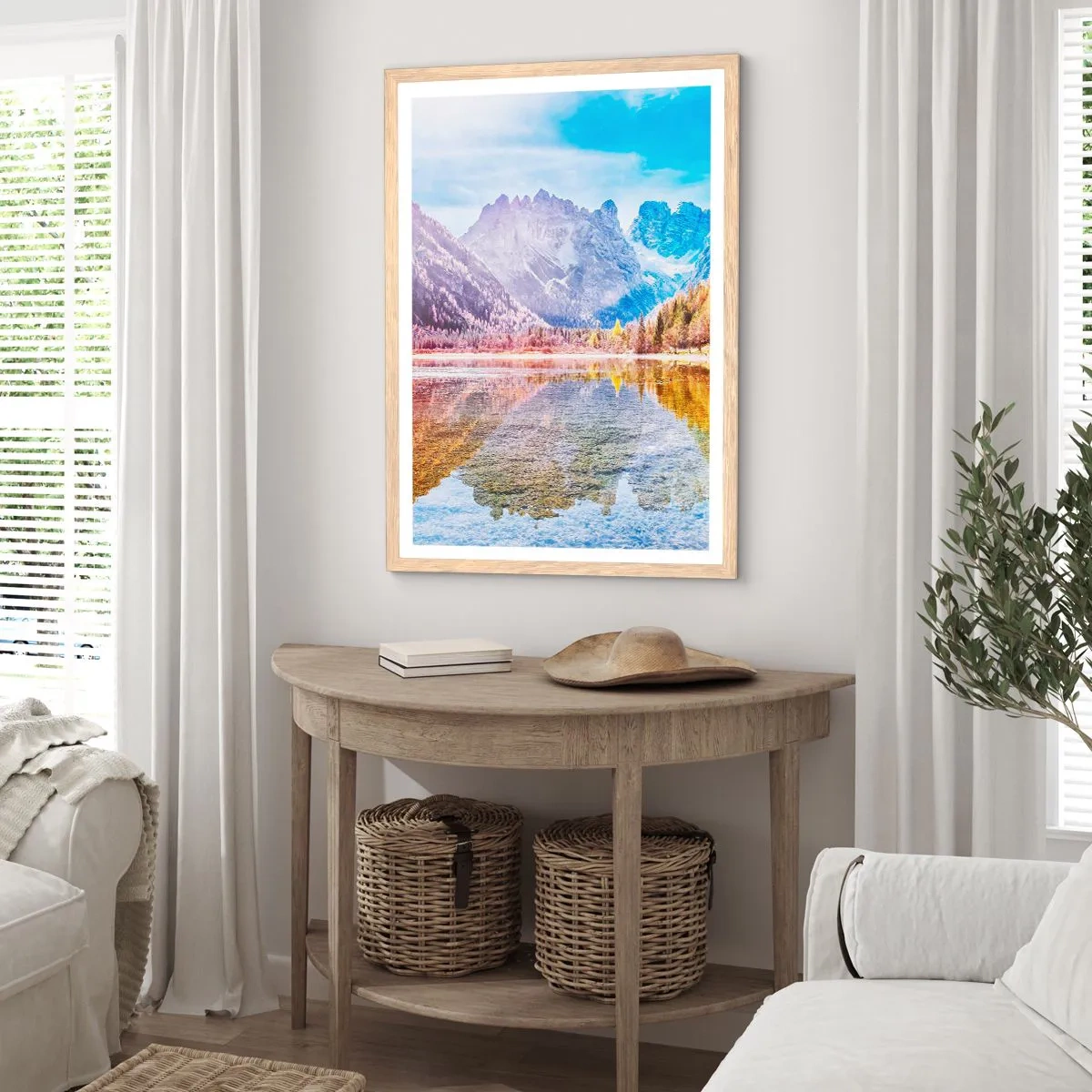 Plagát v ráme zo svetlého duba - A v horách už je jeseň - 40x50 cm