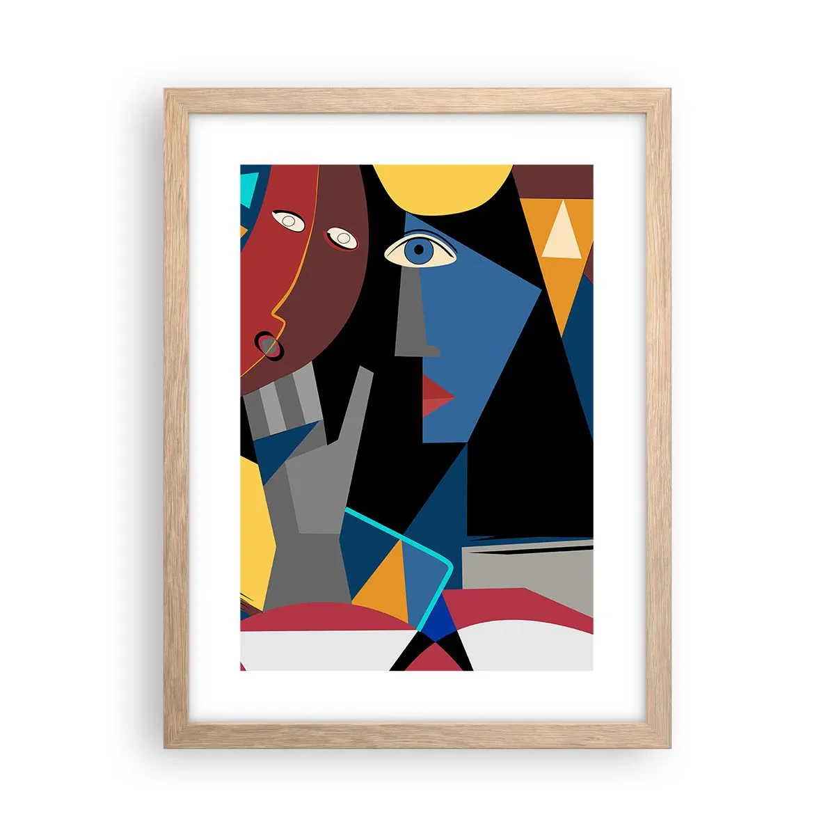 Plagát v ráme zo svetlého duba - Konverzácia kubistov - 30x40 cm