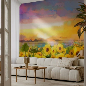 Fototapeta Standard Eco - Samotné slnko zostúpilo na zem - Slnečnicové pole, slnečnica, Príroda - 350x256 cm