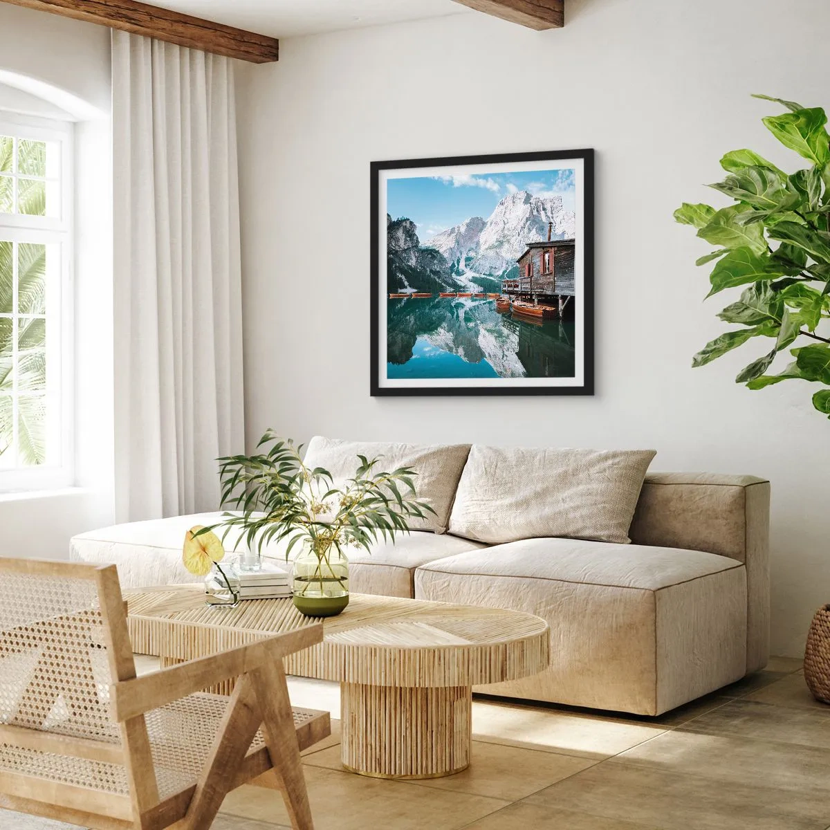 Plagát v čiernom ráme - Kryštalické, horské ráno - 60x60 cm