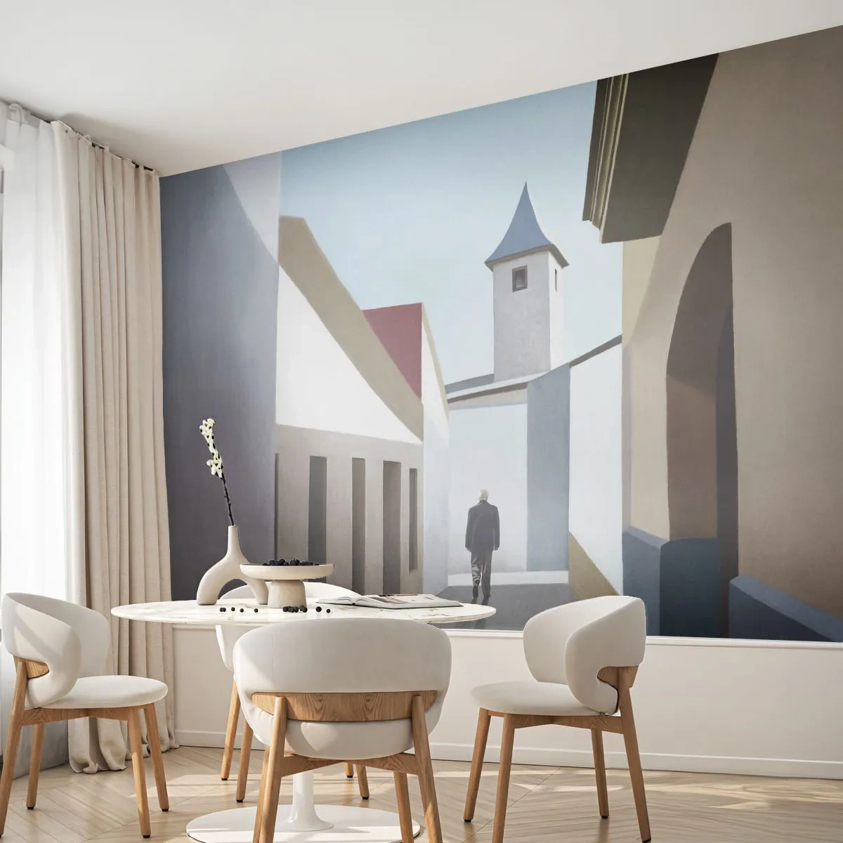 Fototapeta Premium Sand - Slnečná prechádzka - Pastel, Budovy, Architektúra - 450x315 cm