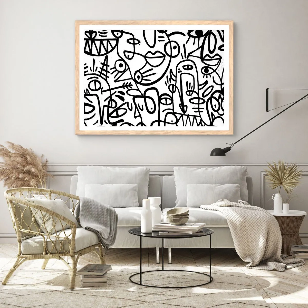 Plagát v ráme zo svetlého duba - Tváre a preludy - 50x40 cm