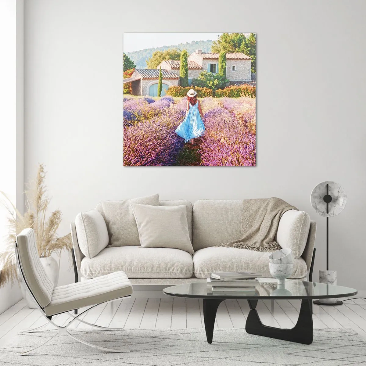 Obraz na skle - Levanduľové dievča - 30x30 cm