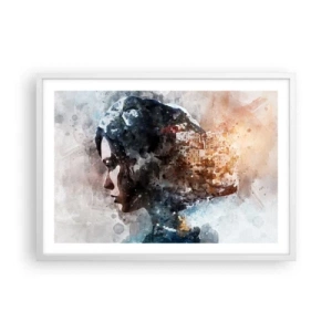 Plagát v bielom ráme - Príbeh o dievčati s mestom v pozadí - 70x50 cm