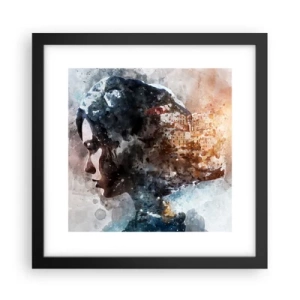 Plagát v čiernom ráme - Príbeh o dievčati s mestom v pozadí - 30x30 cm