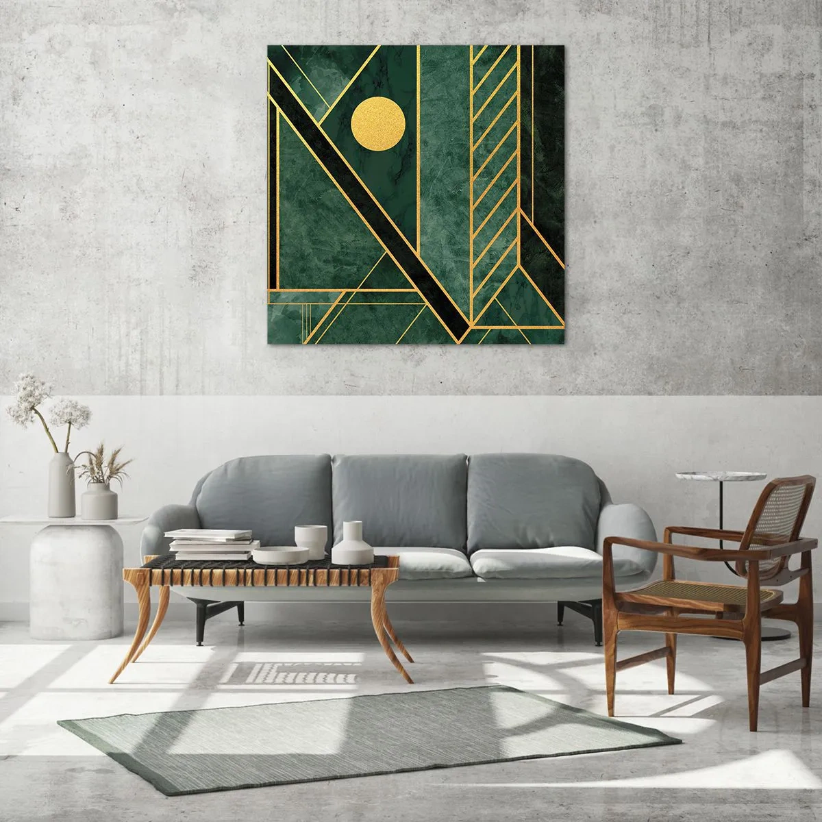 Obraz na skle - Dynamika zlata a lazuritu - 30x30 cm