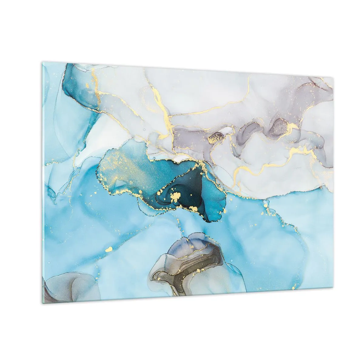 Obraz na skle - Štúdia o stretnutí šedej a tyrkysovej - 100x70 cm