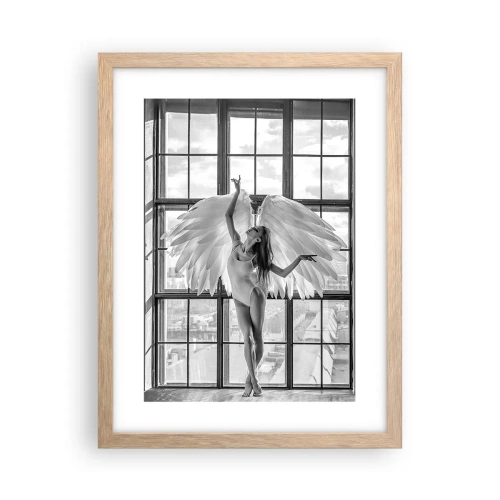 Plagát v ráme zo svetlého duba - Mesto anjelov? - 30x40 cm