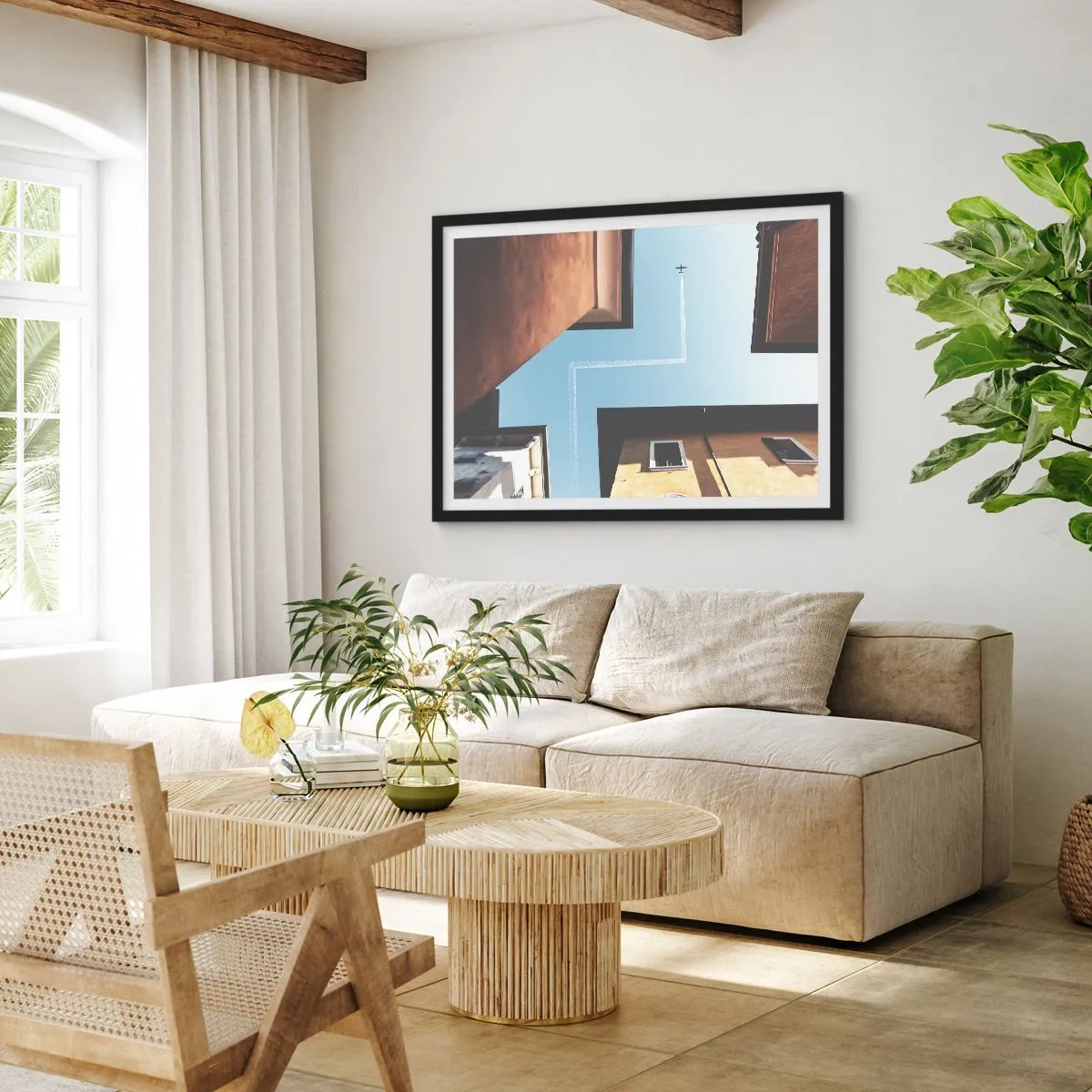 Plagát v čiernom ráme - Nad mestským labyrintom - 100x70 cm