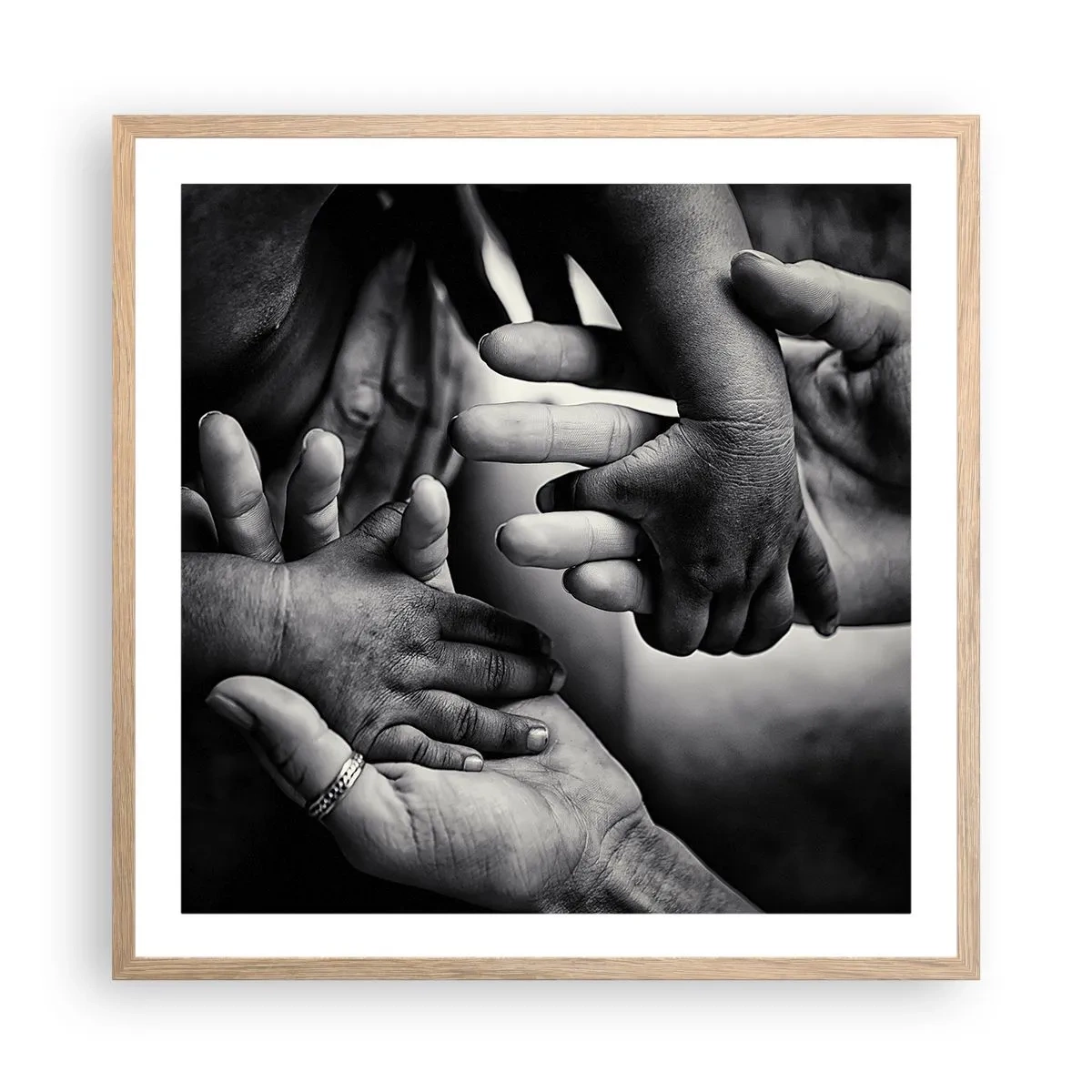 Plagát v ráme zo svetlého duba - Byť človekom - 60x60 cm