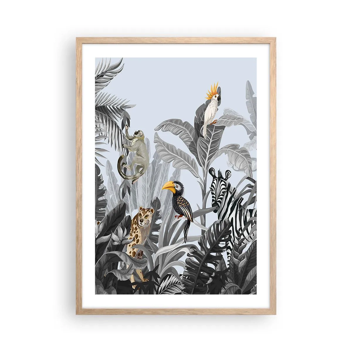 Plagát v ráme zo svetlého duba - Africká rozprávka - 50x70 cm
