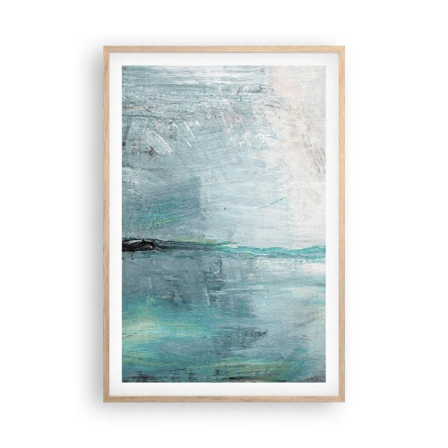 Plagát v ráme zo svetlého duba - Horizontálne v modrej - 61x91 cm