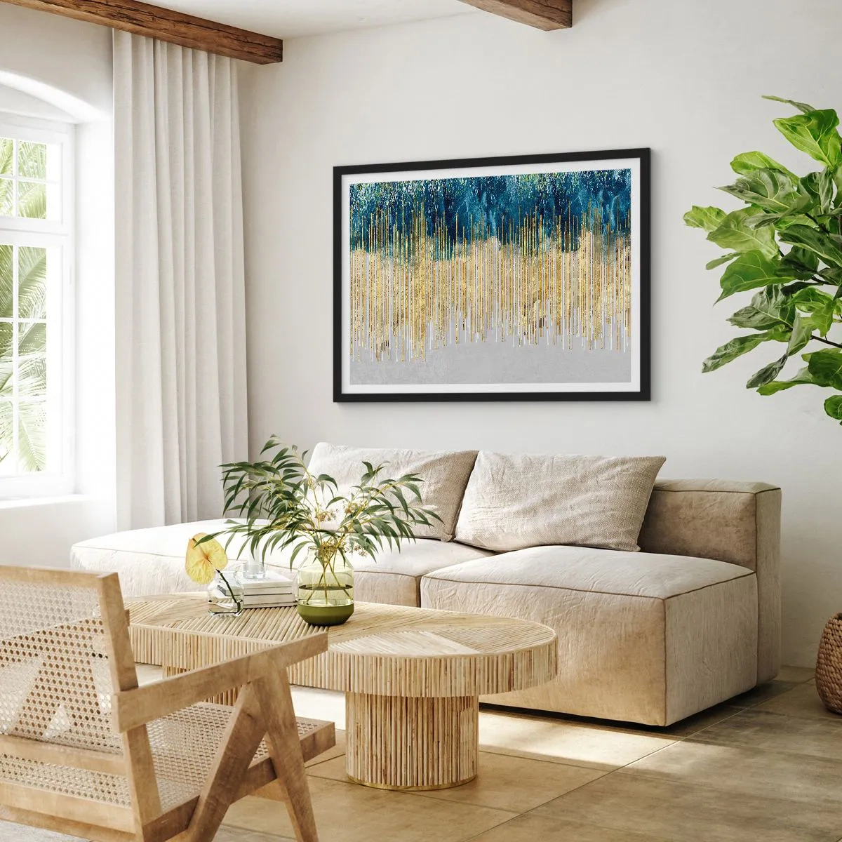 Plagát v čiernom ráme - Pozlátená hranica - 100x70 cm