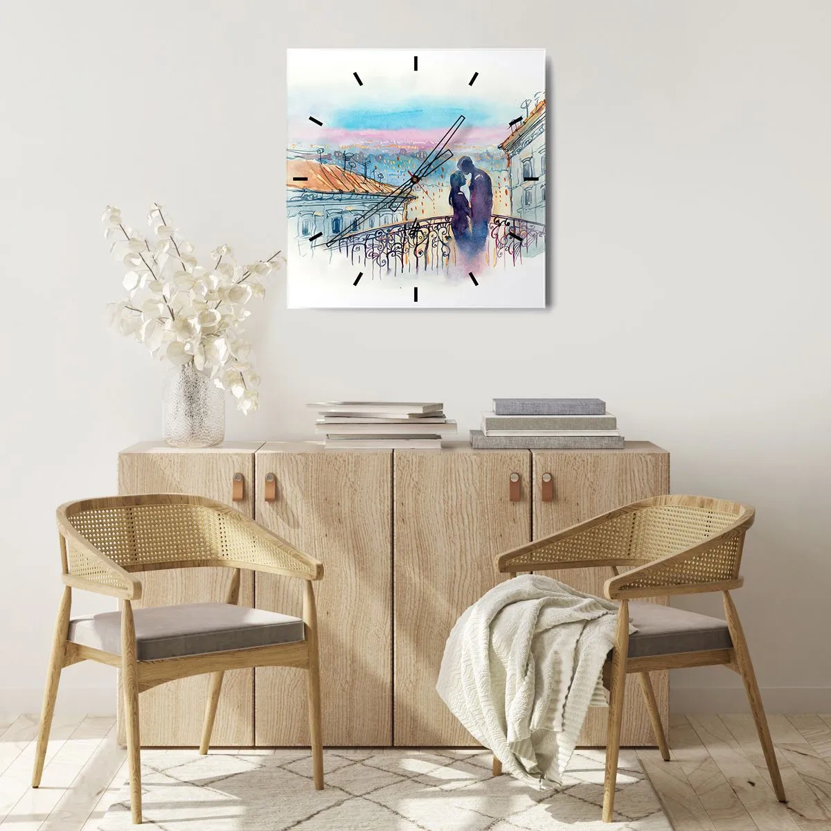 Nástenné hodiny - Parížski milenci - 40x40 cm
