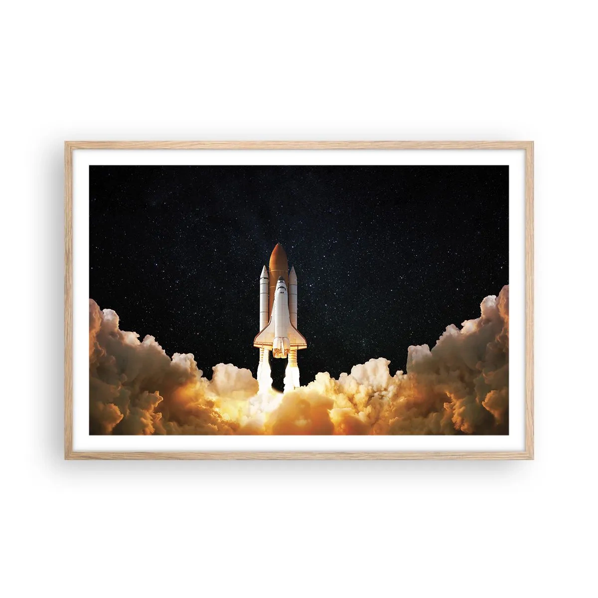 Plagát v ráme zo svetlého duba - Ad astra! - 91x61 cm
