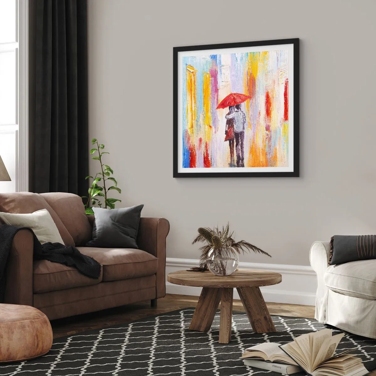 Plagát v čiernom ráme - Nech prší ďalej - 60x60 cm