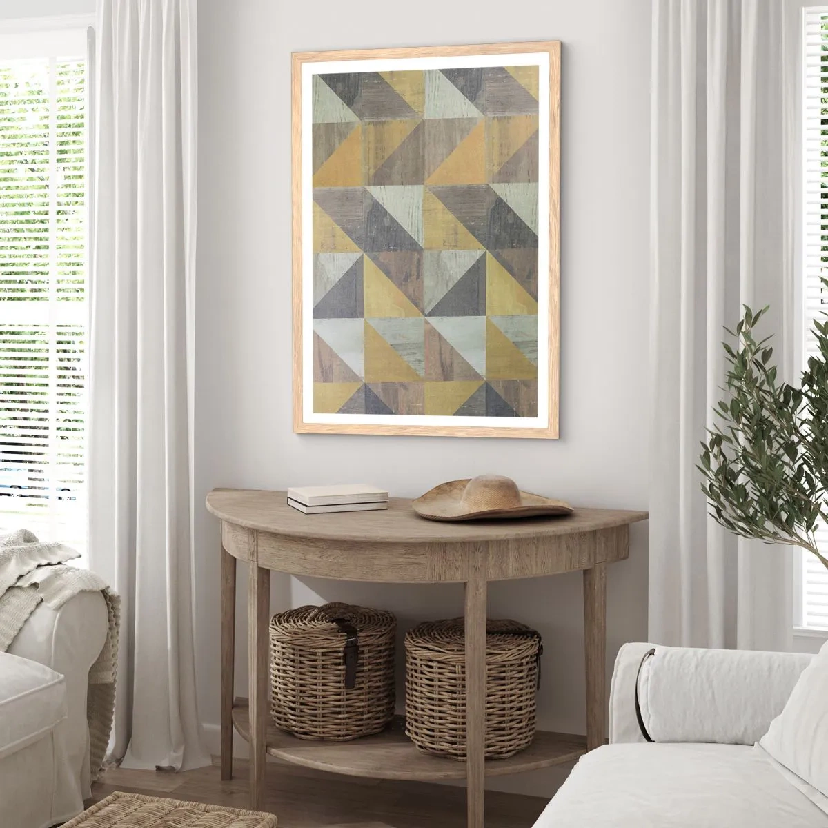 Plagát v ráme zo svetlého duba - V uhle trojuholníka - 50x70 cm