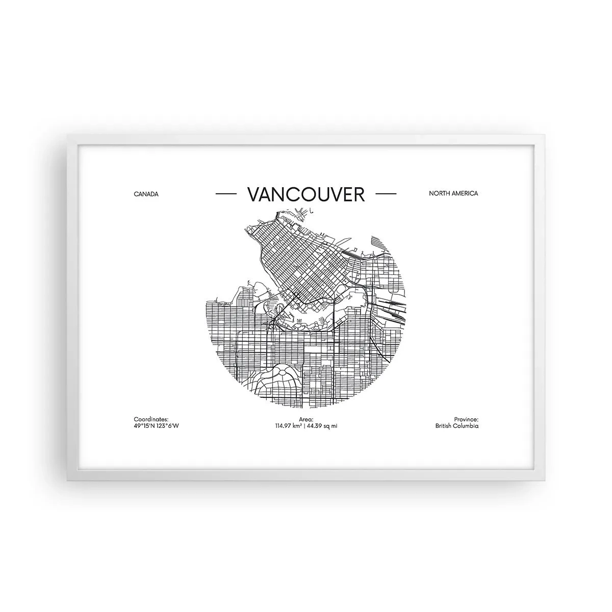 Plagát v bielom ráme - Anatómia Vancouveru - 70x50 cm