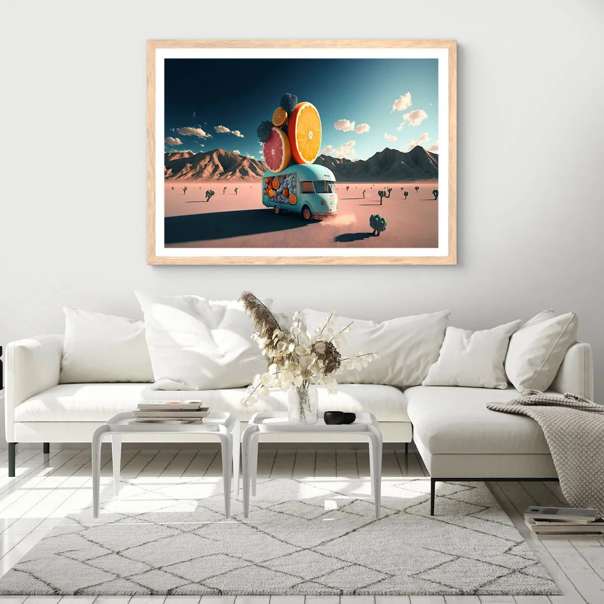 Plagát v ráme zo svetlého duba - Chuť prázdnin - 100x70 cm