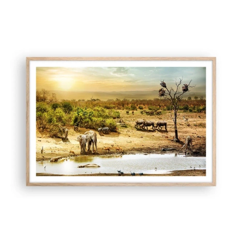 Plagát v ráme zo svetlého duba - „Z raja opäť pramenila rieka…“ - 91x61 cm