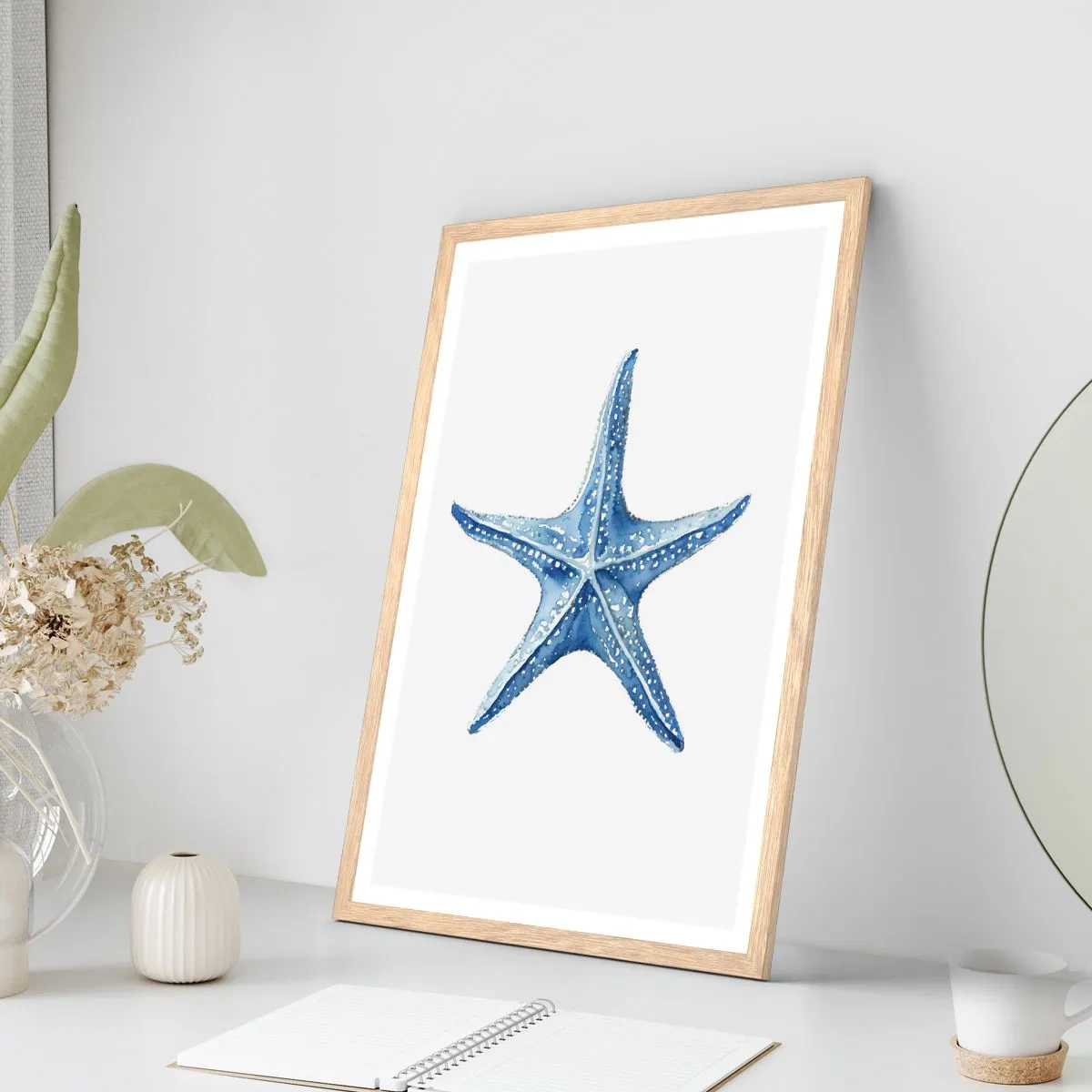 Plagát v ráme zo svetlého duba - Hviezda mora - 50x70 cm
