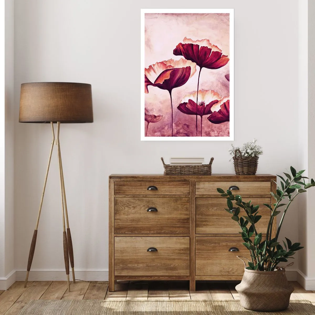 Plagát - Červený a biely plátok - 30x40 cm