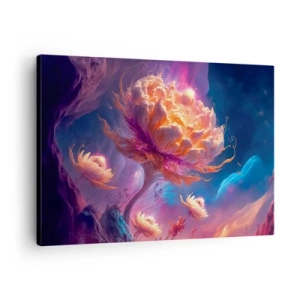 Obraz na plátne - Fantastické kvety v kozmickej krajine - 70x50cm - Iný svet - Moderná nástenná dekorácia do obývacej izby a spálne ARTTOR