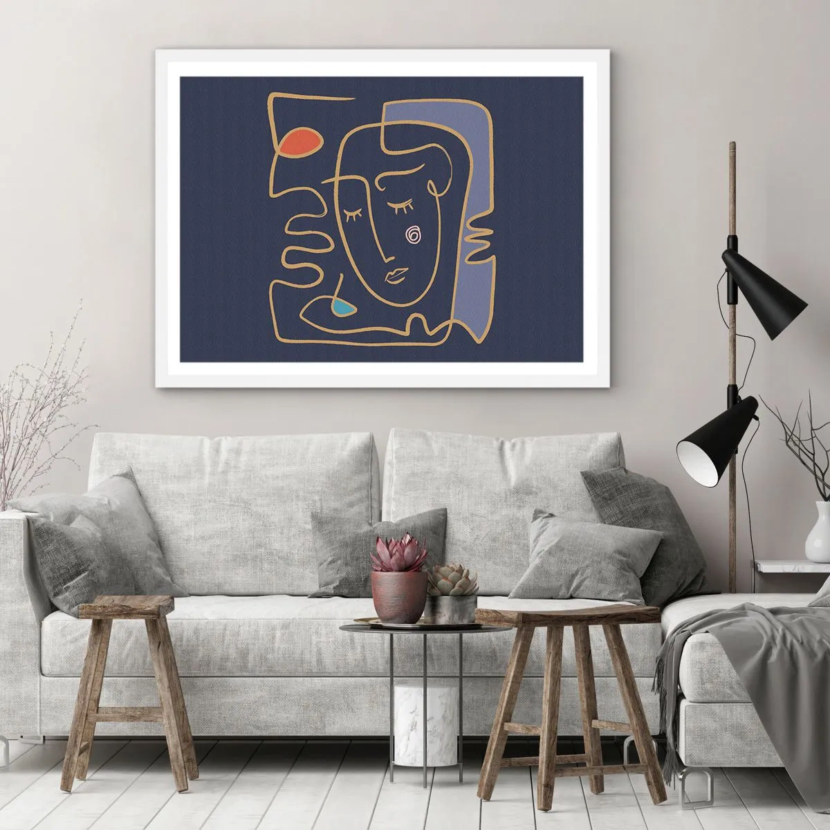 Plagát v bielom ráme - V zádumčivosti - 100x70 cm