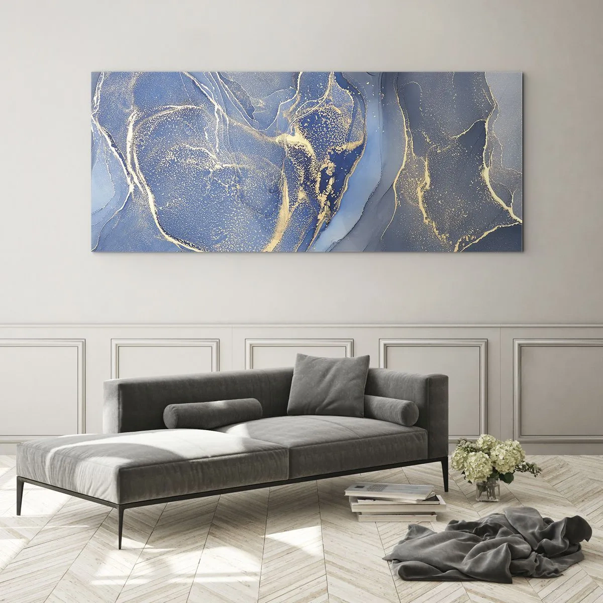 Obraz na skle - Zlatý prach - 100x40 cm
