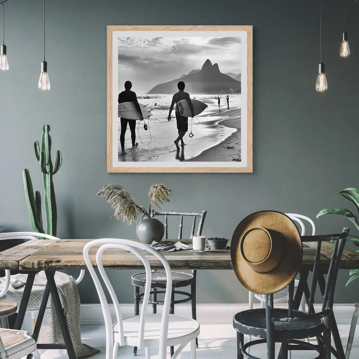 Plagát v ráme zo svetlého duba - Samba na jednu vlnu - 60x60 cm