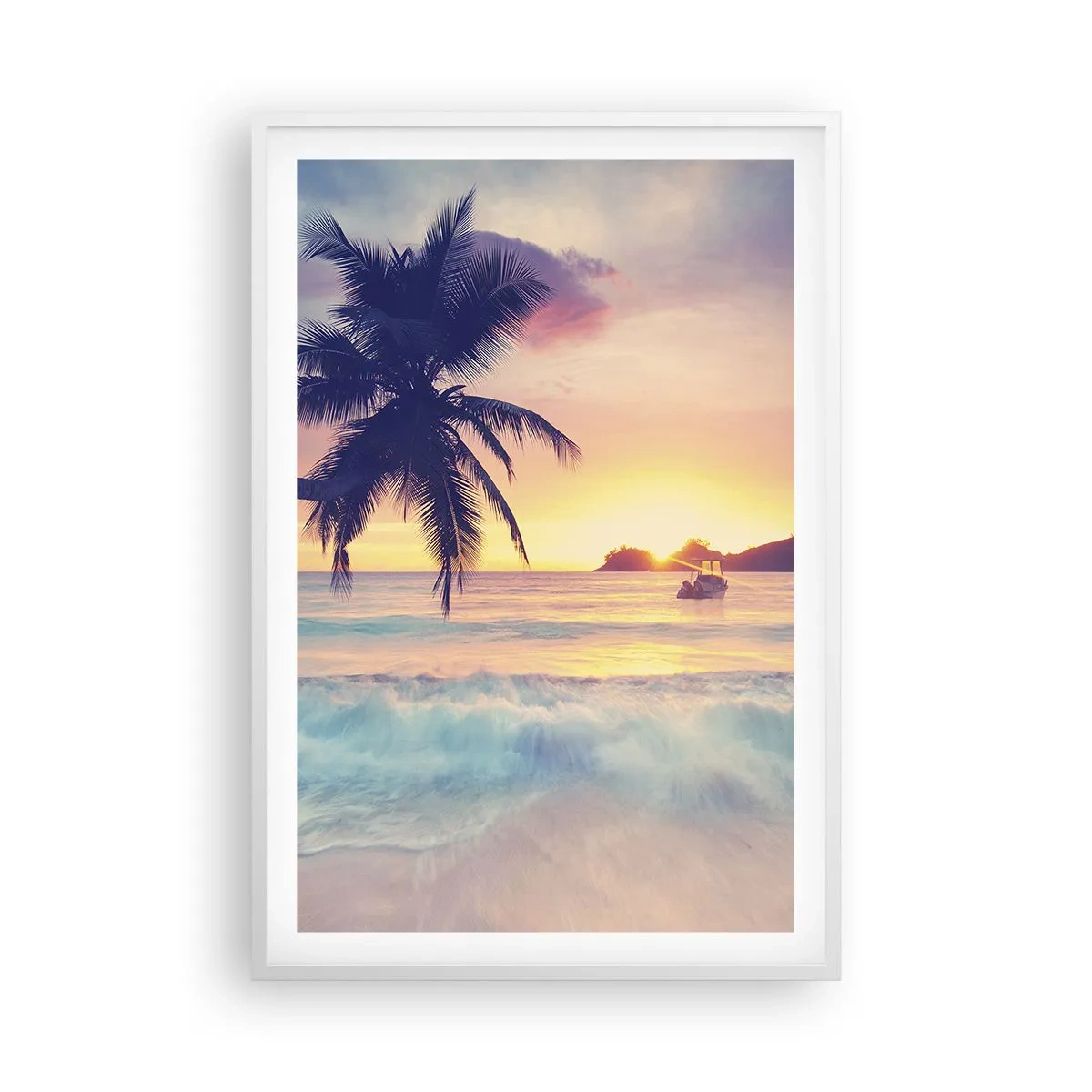 Plagát v bielom ráme - Večer v zátoke - 61x91 cm
