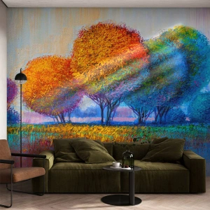 Fototapeta Standard Eco - Farebné stromy v impresionistickom štýle - 100x70cm - Trs žiarivých farieb - Moderná nástenná dekorácia do obývacej izby a spálne ARTTOR