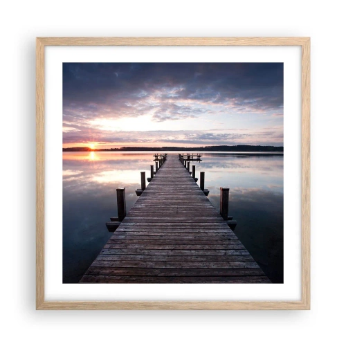 Plagát v ráme zo svetlého duba - Tichá hranica medzi dňom a nocou - 50x50 cm