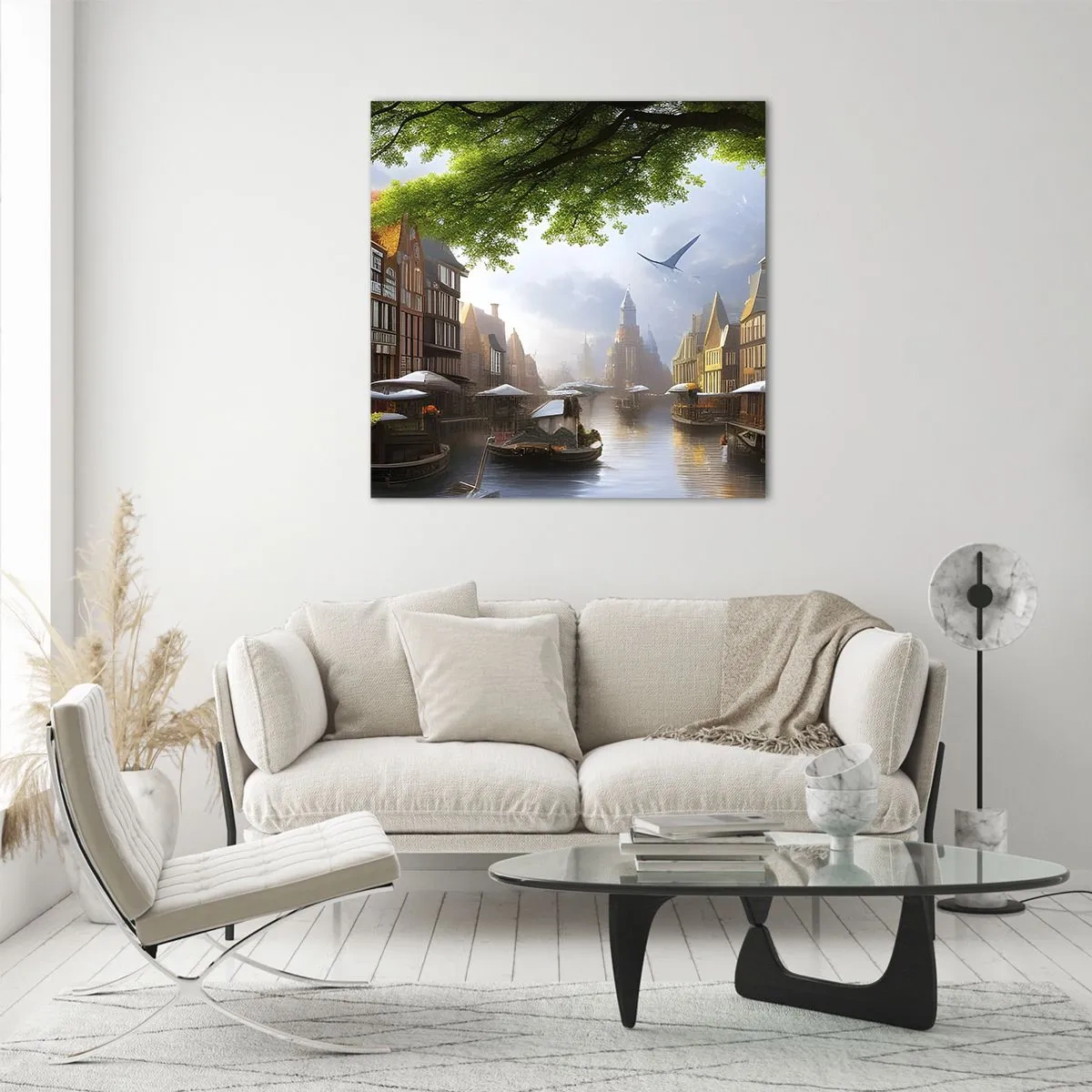 Obraz na skle - Holandská mestská krajinka - 60x60 cm