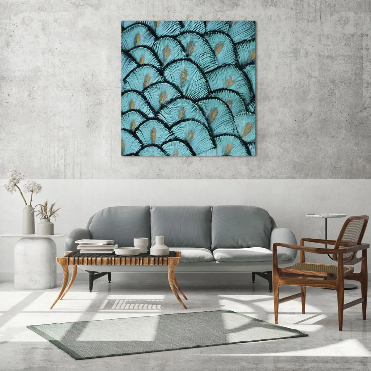 Obraz na skle - Veľká slávnosť peria - 70x70 cm