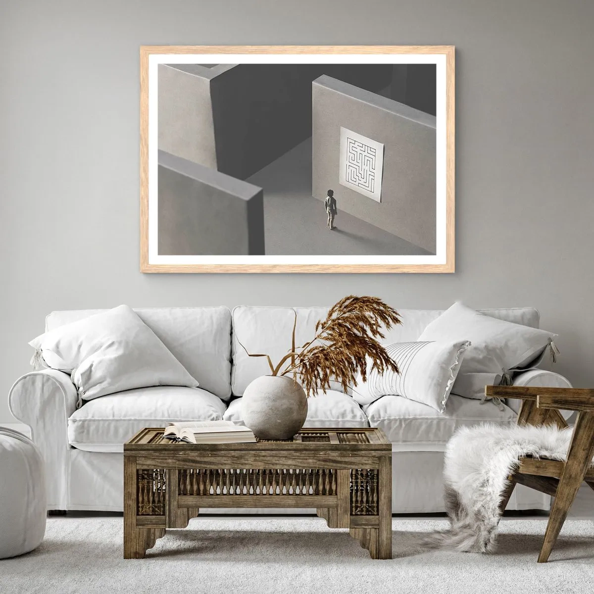 Plagát v ráme zo svetlého duba - Kde to ale som? - 91x61 cm