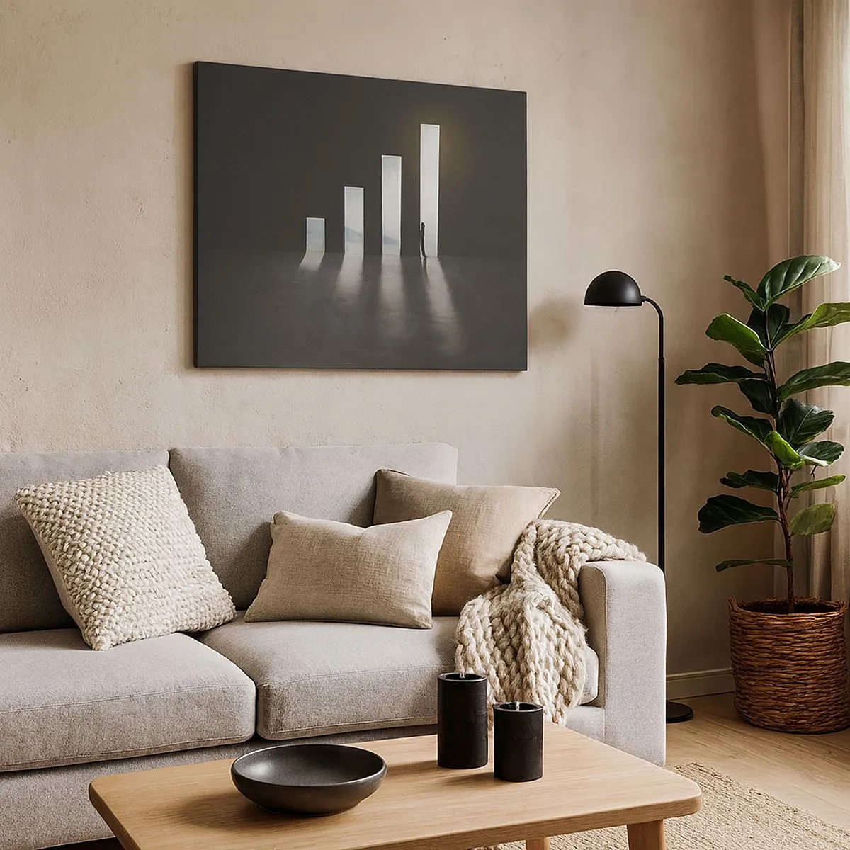 Obraz na plátne - Symbolický rast v podobe priechodov osvetlených svetlom - 70x50cm - Úspech – impresia - Moderná nástenná dekorácia do obývacej izby a spálne ARTTOR